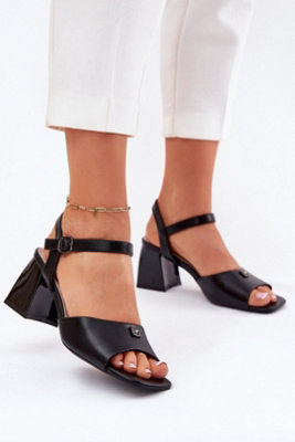 Vinceza Column Heel Buckle Sandals With Leather Insole Comfort from B&Q