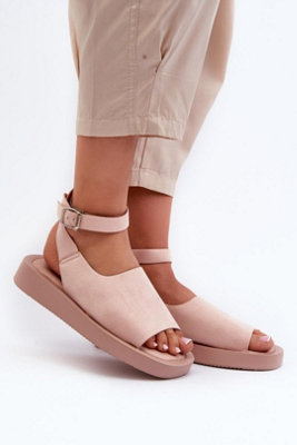 Soft Suede Platform Sandals With Ankle Strap Buckle Summer from B&Q