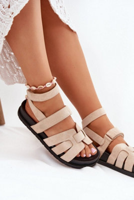 Suede Platform Sandals With Double Velcro And Leg Wrap Strap from B&Q