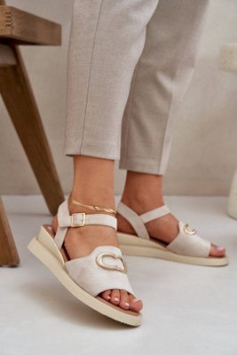 Jezzi Suede Wedge Sandals With Adjustable Strap And Buckle from B&Q