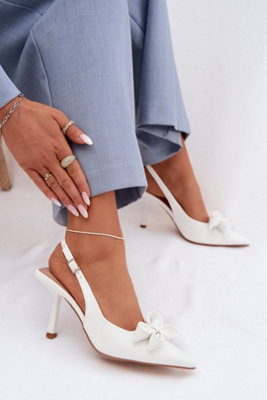 Elegant Pointed Toe Bow Stiletto Heel Sandals With Buckle from B&Q