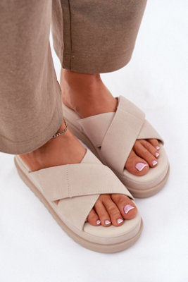 Suede Like Platform Sandals With Velcro Adjustable Straps from B&Q