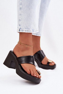 Heeled Sandals With Golden Toe Detail And Platform Heel from B&Q