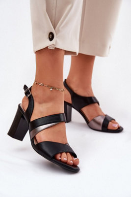 Elegant Column Heel Sandals With Adjustable Buckle Straps from B&Q
