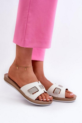 Lightweight Flip Flops With Soft Leather Insole Flat Sole from B&Q