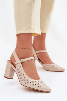 Heel Sandals With Openwork Detail And Adjustable Buckle Strap from B&Q