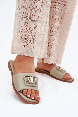 Elegant Leather Flat Sandals With Decorative Strap Daily Wear from B&Q