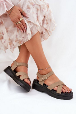 Platform Sandals With Interwoven Double Straps For Women from B&Q