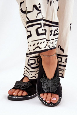 Jezzi Suede Flat Sandals With Decorative Front Buckle Comfort from B&Q