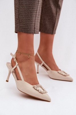 Elegant Pointed Toe Stiletto Heel Sandals With Buckle Strap from B&Q
