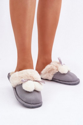 Fuzzy Comfort Warm Step In Slippers Soft Fur Indoor Cozy from B&Q