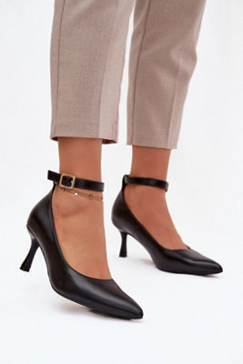 Elegant High Heel Pumps With Adjustable Buckle Strap Pointed Toe from B&Q