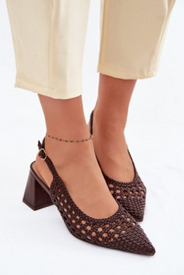 Braided Heeled Sandals With Buckle Closure And Column Heel from B&Q