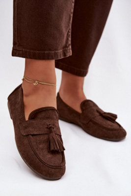  - Fringed Suede Moccasin Flats With Soft Insole Daily Wear