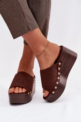 Suede Wedge Sandals With Golden Studs For Everyday Summer from B&Q
