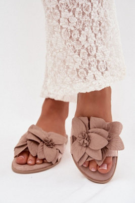 Suede Style Flower Strap Flat Sole Soft Insole Slippers Summer from B&Q
