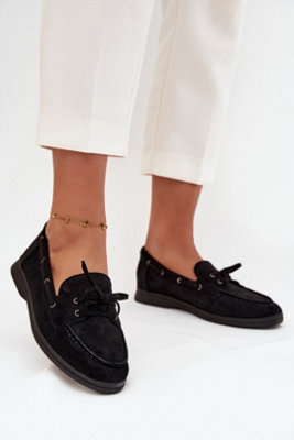  - Soft Suede Moccasins With Flat Sole And Front Strap Slip On
