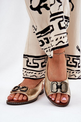 Flat Front Decor Buckle Sandals With Soft Insole Comfort from B&Q