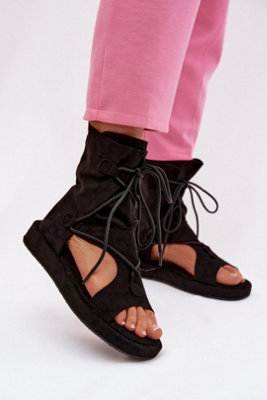 Suede Front Lace Zip Sandals Summer Slip On Comfort Fashion from B&Q