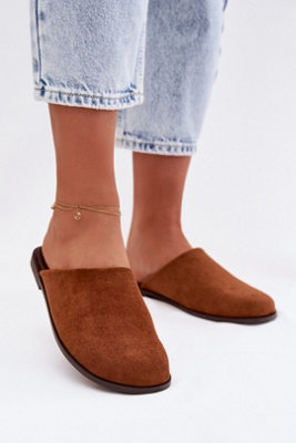  - Classic Suede Flat Slippers With Covered Rounded Toe Everyday