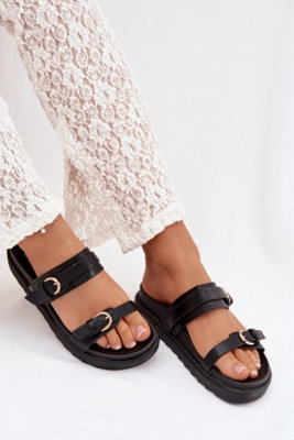 Platform Sandals With Golden Buckle Straps For Summer Comfort from B&Q