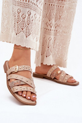 Sustainable Leather Flat Heel Sandals With Buckle Straps from B&Q