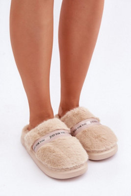 Cozy Furry Slippers With Thick Insulated Sole And Toe Cover from B&Q