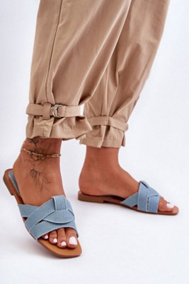 Interlaced Strap Flat Heeled Flip Flops With Non Slip Rubber Sole from B&Q