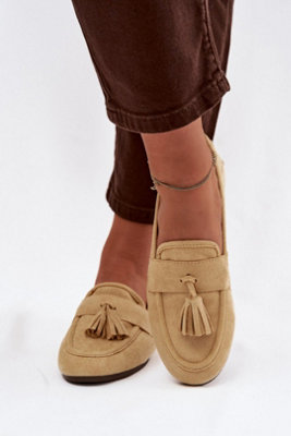 Mocassin Fringe Strap Suede Loafers Comfortable Slip On from B&Q