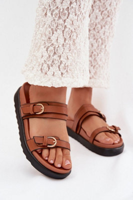 Platform Sandals With Gold Buckle Straps For Summer Comfort from B&Q