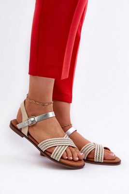 Flat Heel Sandals With Adjustable Buckle And Soft Insole from B&Q