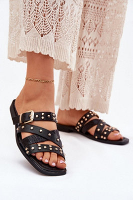 Modern Buckle Flat Strap Sandals With Subtle Embellishments from B&Q