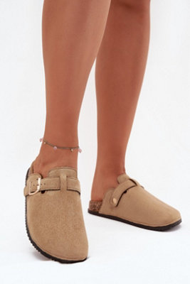 Cork Sole Suede Toe Strap Sandals With Adjustable Buckle from B&Q