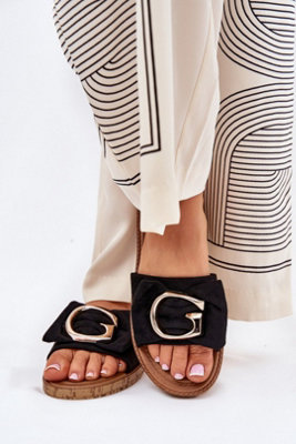 Flat Suede Flip Flops With Gold Front Detail For Summer from B&Q