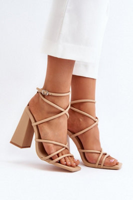 Adjustable Buckle Post Heel Sandals With Soft Insole Comfort from B&Q