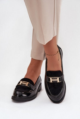 Moccasin Gold Strap Loafers With Soft Leather Insole Comfort from B&Q