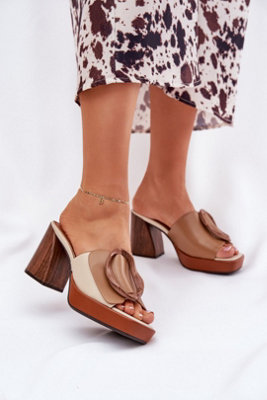 Heeled Column Heel Sandals With Buckle Strap Comfort Fit from B&Q