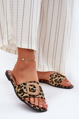 Textile Flat Heel Sandals With Front Decorative Buckle Summer from B&Q