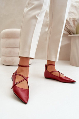 Ballet Flats With Ankle Strap Interwoven Buckle Flat Heel from B&Q