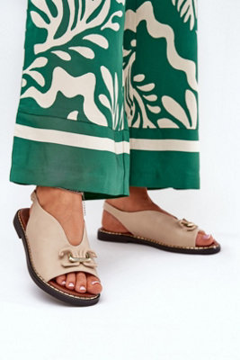 Elegant Flat Buckle Sandals With Decorative Front Strap from B&Q