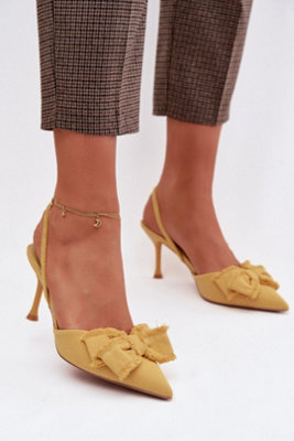 Textile Stiletto Heel Sandals With Front Bow Pointed Toe from B&Q