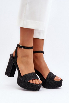 Textile Stiletto Heel Sandals With Adjustable Buckle Strap from B&Q