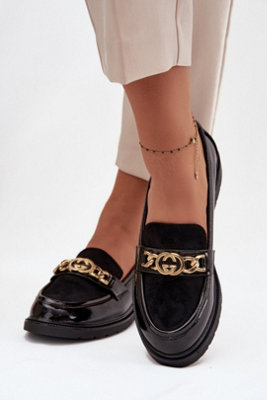 Moccasin Loafers With Gold Strap Ornament Leather Suede from B&Q