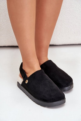 Platform Suede Sheepskin Lined Velcro Slippers For Cold Days from B&Q