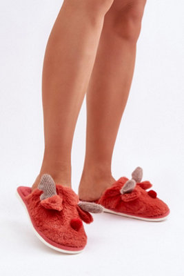 Cozy Fur Reindeer Motif Winter Slippers For Evening Comfort from B&Q