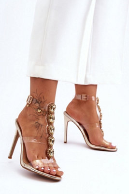 Stiletto Heel Rhinestone Sandals With Leather Insole For Comfort from B&Q