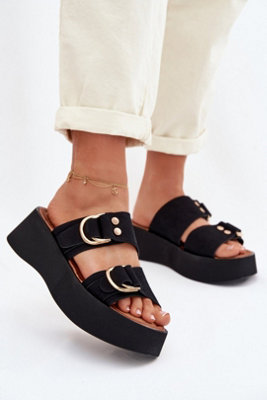 Platform Sandals Chunky Heel Slip On Open Toe Summer Sandals from B&Q
