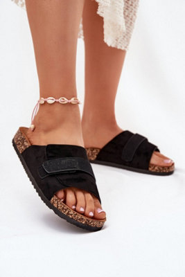 Suede Cork Platform Sandals With Velcro Adjustable Strap from B&Q
