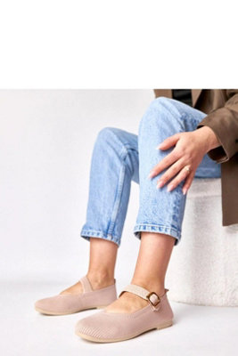 Elegant Ballet Flats With Strap Buckle Pointed Toe Low Heel from B&Q