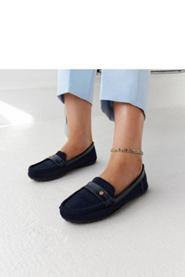 Moccasin Slip On Fabric Loafers With Almond Toe Flat Sole from B&Q